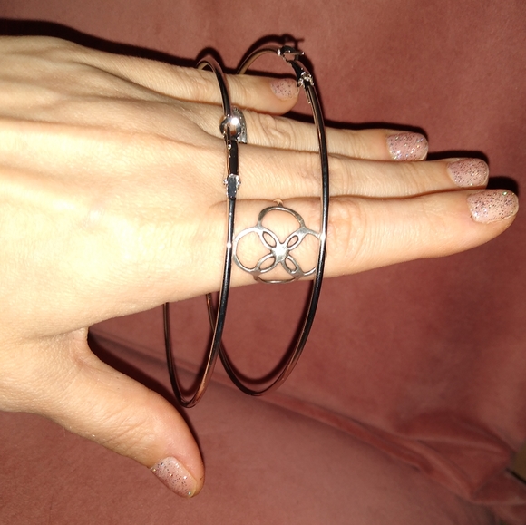 Huge Silver 4 Inch Hoops Oversized Classic Hoop Earrings Big Round Large Circle - Picture 2 of 9